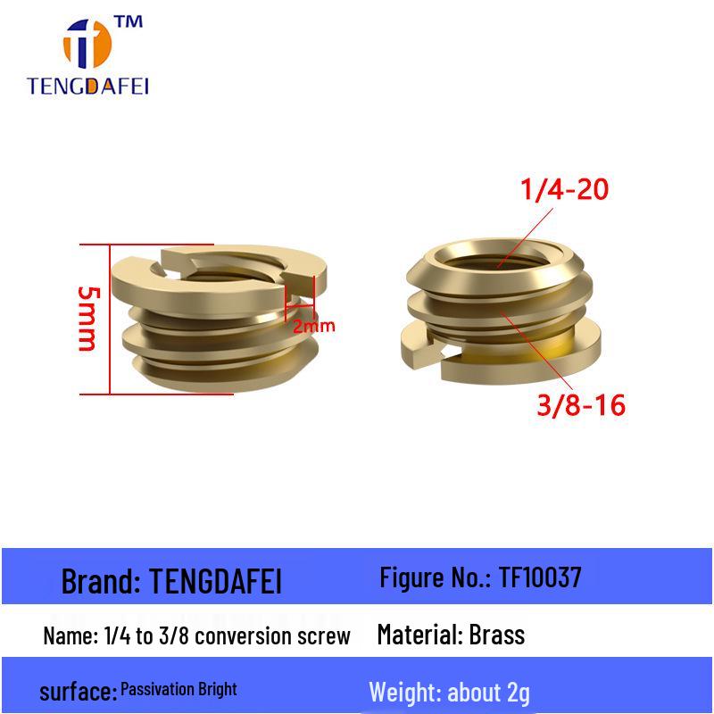 Reversible 1/4" Male To 3/8" Female Adapter for Camera Tripod Ball Head with M4-M8 Conversion Screws