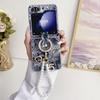 Для Samsung Galaxy Z Flip 6 5 4 3 чехол красочный кожаный кронштейн с рисунком в китайском стиле с браслетом противоударная задняя крышка