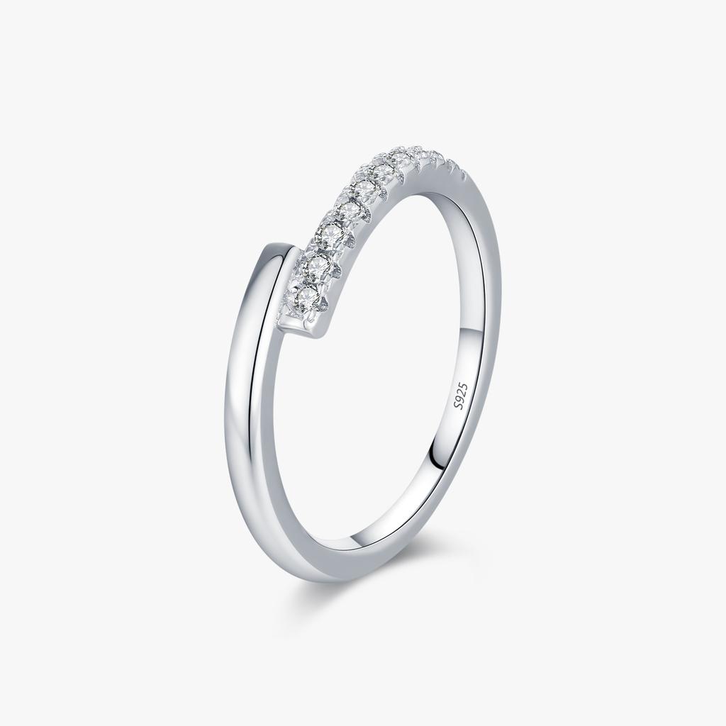 925 Sterling Silver Minimalist Geometric VVS1 Clarity Moissanite Eternity Band Rings for Women Office Fine Jewelry