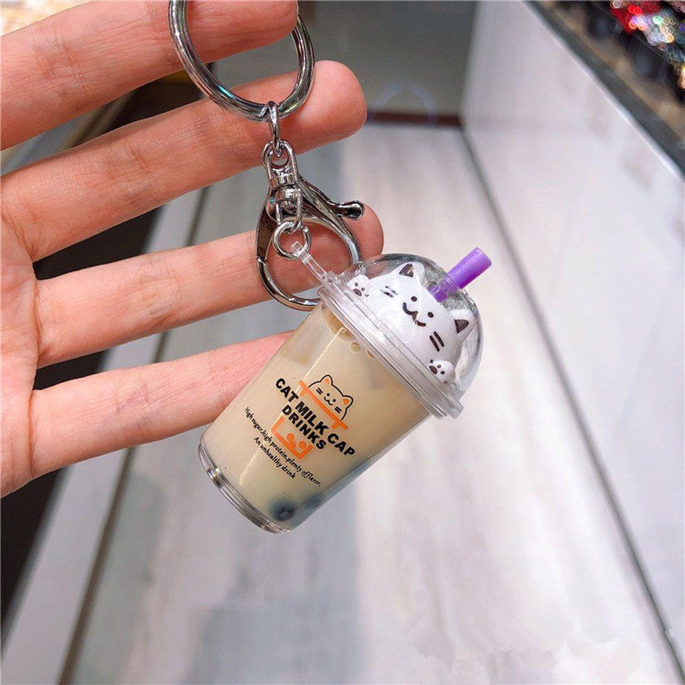Молочный чай акриловый кулон милый кот плавающая чашка ювелирные изделия брелок модные аксессуары брелок