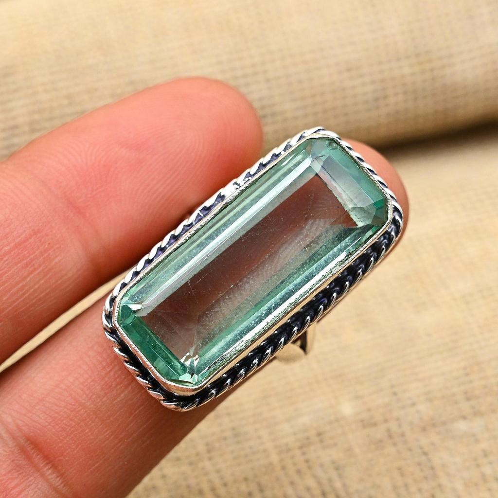 Великолепное ювелирное кольцо из стерлингового серебра 925 пробы с драгоценным камнем ручной работы из аква-апатита для свадебного подарка