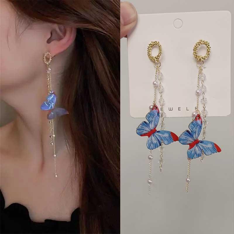 925 Silver Needle Korean Fashion Long Chain Tassel Earrings For Women Metal Earing Jewelry Trending Women's Drop Earrings
