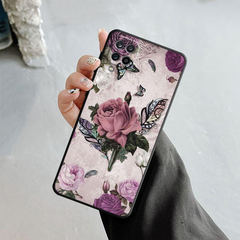 Чехол для Samsung Galaxy A70 A70s A50 A30s A04s A20s A20e A02 A02s A03 A42 M52 M31 M04, блестящий эстетический чехол с бабочкой и розой