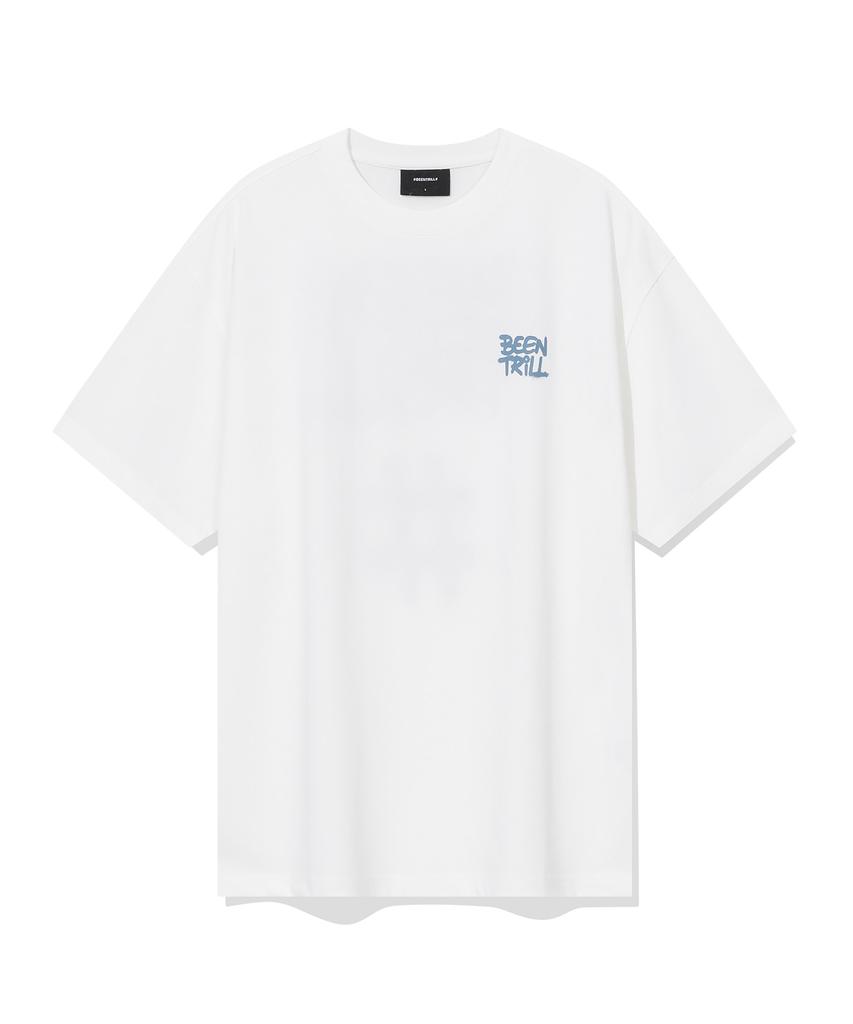 BEENTRILL Спрей Хэштег Оверсайз Футболка с коротким рукавом (Белый с оттенком)