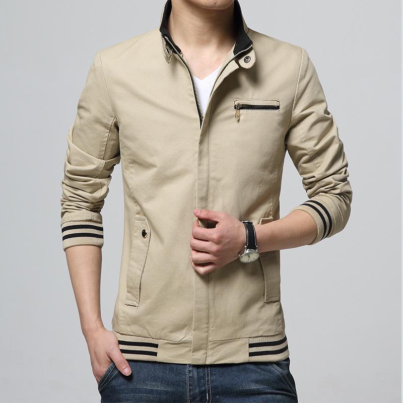Spring and Autumn Casual Korean Version Trendy Tooling Trench Coat Washed Jacket Men's Pure Cotton Men's Coat
