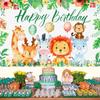 Jungle Animals Backdrop Jungle Party Decoation Wild One Safari Birthday Decorations Baby Shower Boy Gril Birthday Party Decor