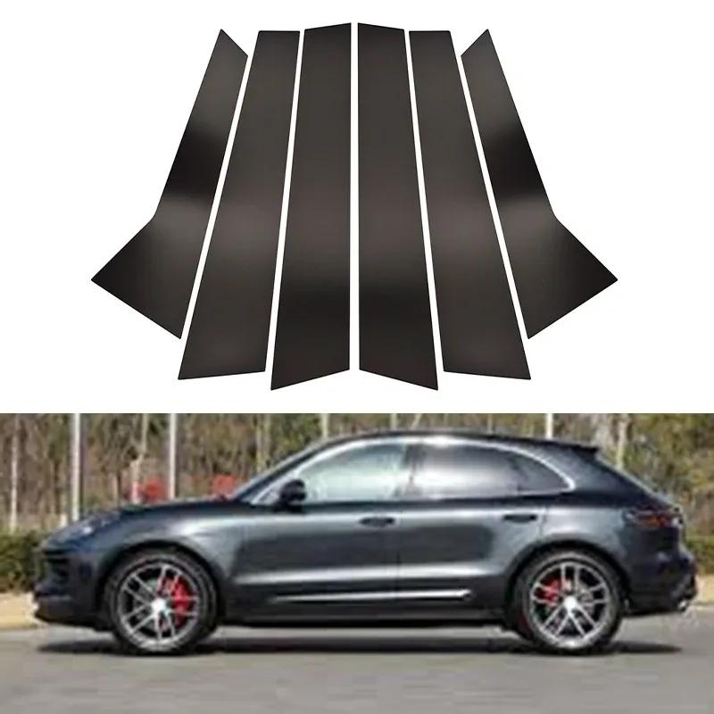 6Pcs Gloss Black Pillar Posts Door Side Decor Window Sitcker Cover Accessories Fit For Porsche Porsche Macan 2014-