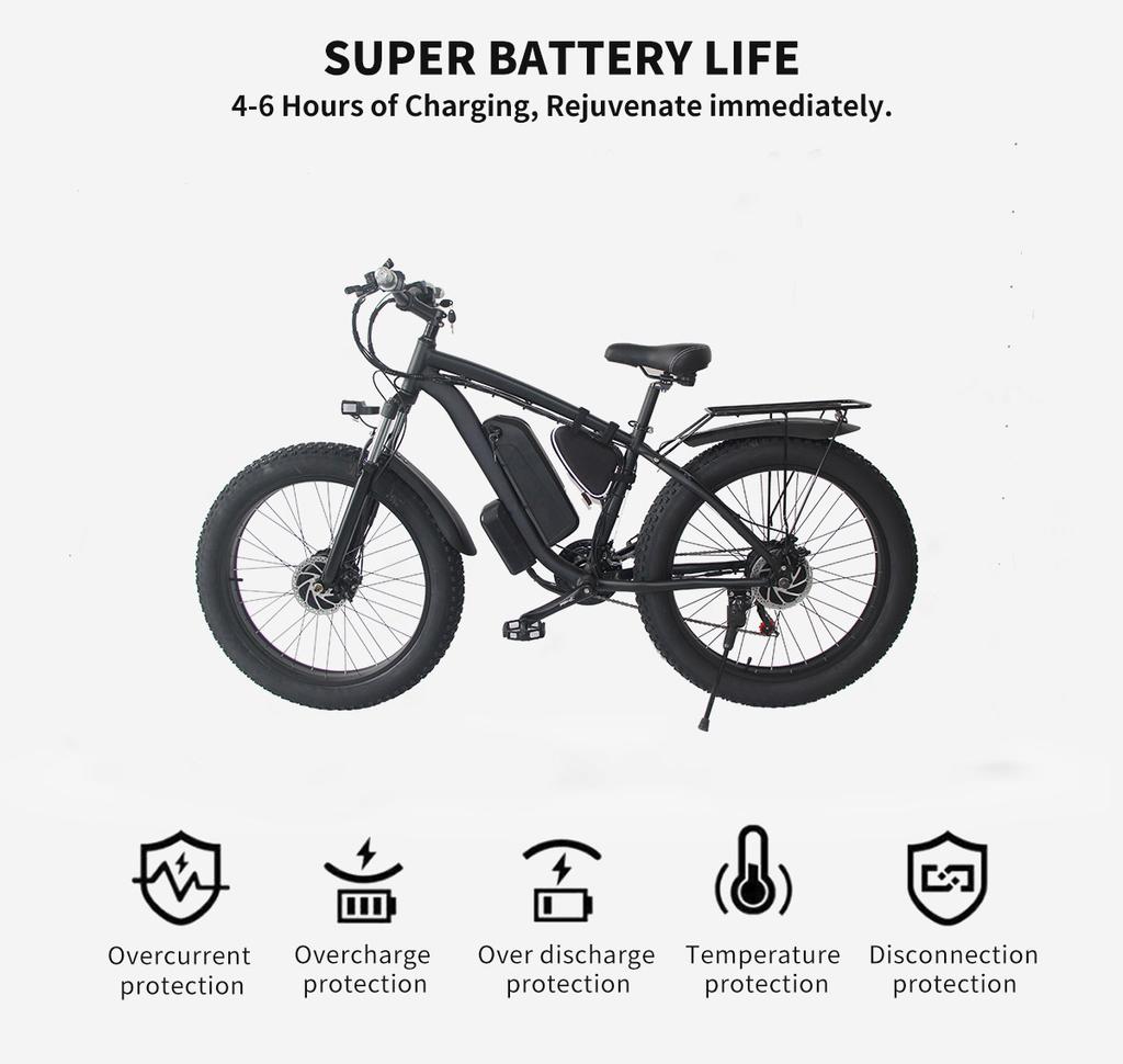 SMLRO Top Selling XDC600 Pro 21 Speed Electric Bicycle 48V 2000W Dual Motor 22.4AH Fat Mountain City E-bike 26" Ebike
