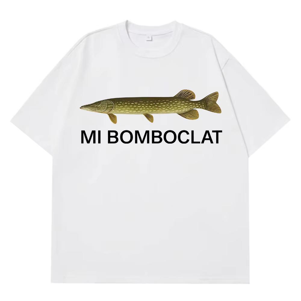 Моя бомбоклат рыба смешная мем футболки мужские женские модная одежда футболки лето с коротким рукавом свободная повседневная хлопковая футболка оверсайз