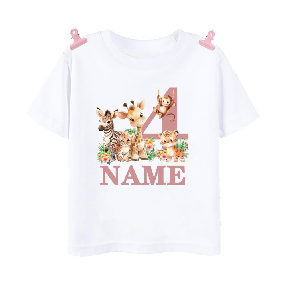 Personalized Birthday Shirt 19 Year Shirt Wild Tee Girls Wild Jungle Theme Party Tshirt Animal with Name Outfit Kids Tops Gift