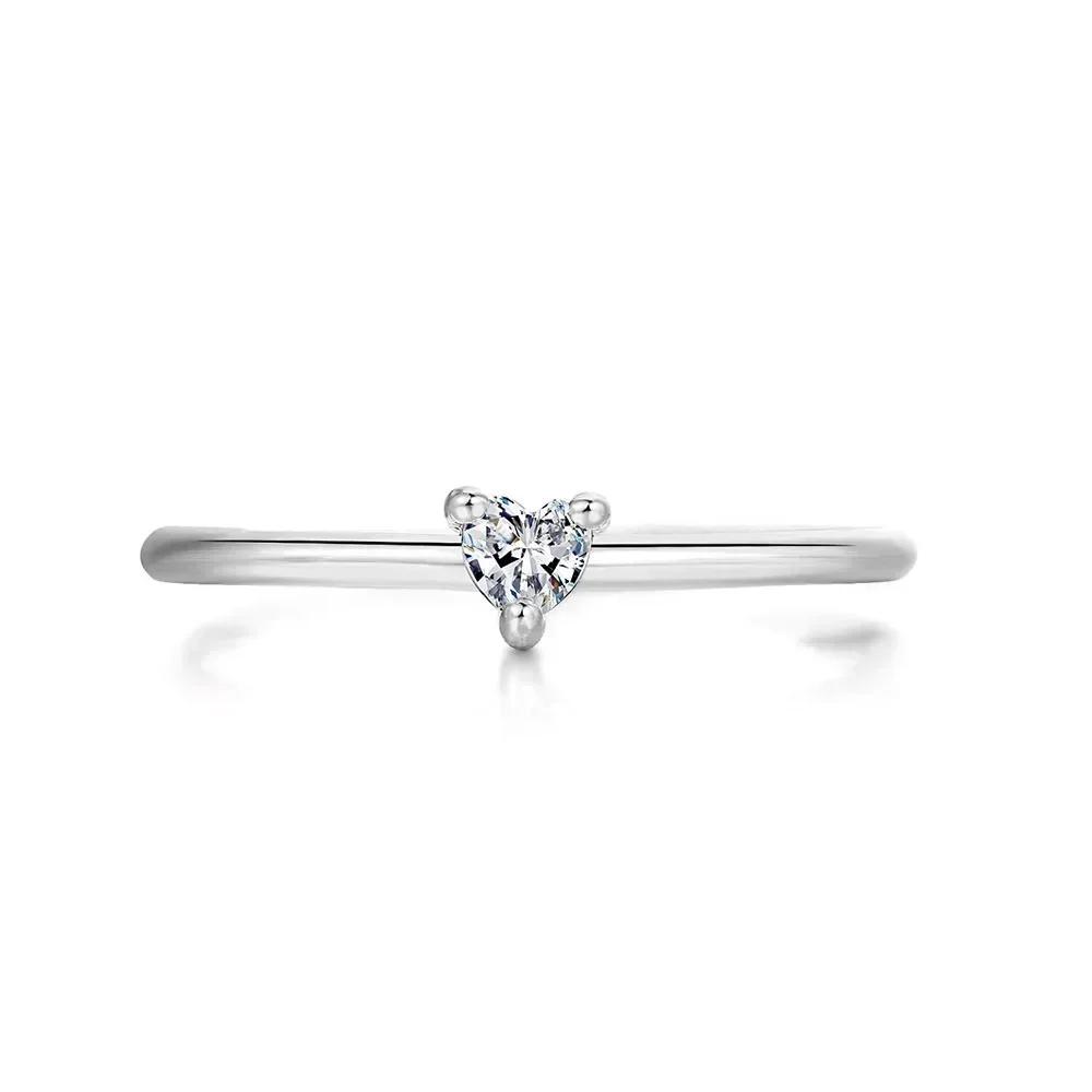 Luxury Dainty Thin Rings for Women Gold Silver Love Heart Zircon Delicate Wedding Dating Ring Fashion Jewelry Gift