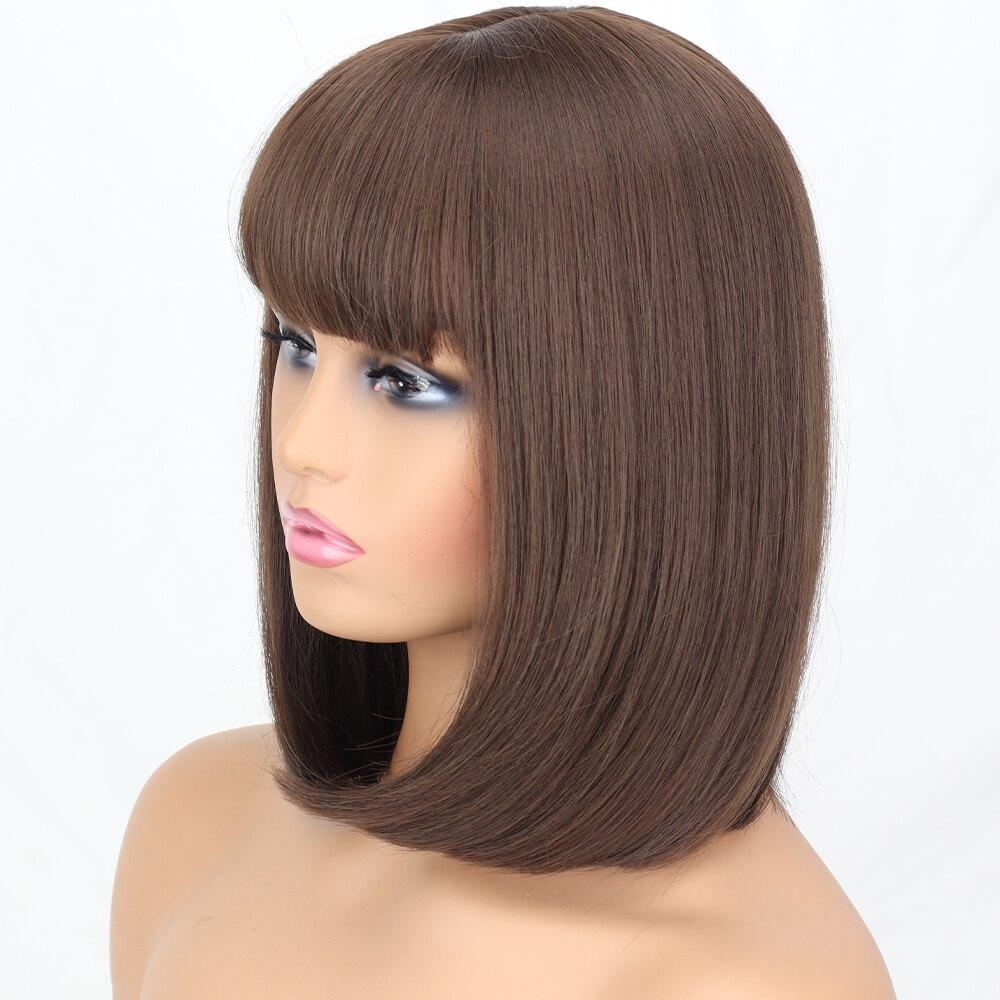 MISS WIG Короткие прямые парики из синтетического волокна с челкой, белые, розовые, коричневые, натуральные волосы для женщин, повседневная одежда, косплей