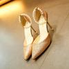 Женские туфли-лодочки 2024 Весна Лето Остроконечные римские сандалии Word With Sheettto High Heels Модные свадебные туфли на высоком каблуке с пайетками
