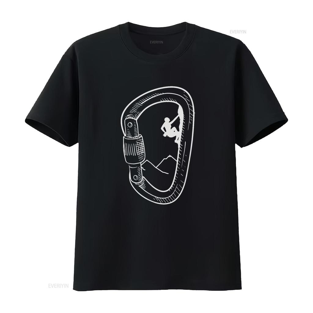 Rock Climbing T Shirt Carabiner Mountain Climber  vintage Washed Slightly Unisex graphic Top For Everyday Wear Stretched