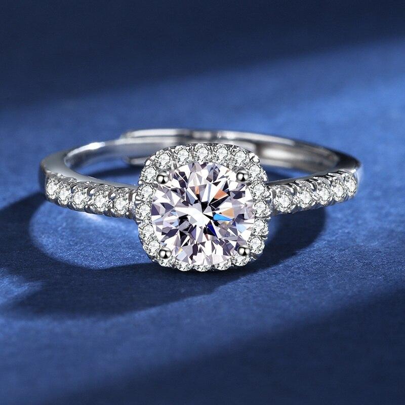 Bague Ringen D Цвет VVS 1 карат кольцо с муассанитом из стерлингового серебра S925, платина, роскошные ювелирные изделия для женщин, свадьба, помолвка