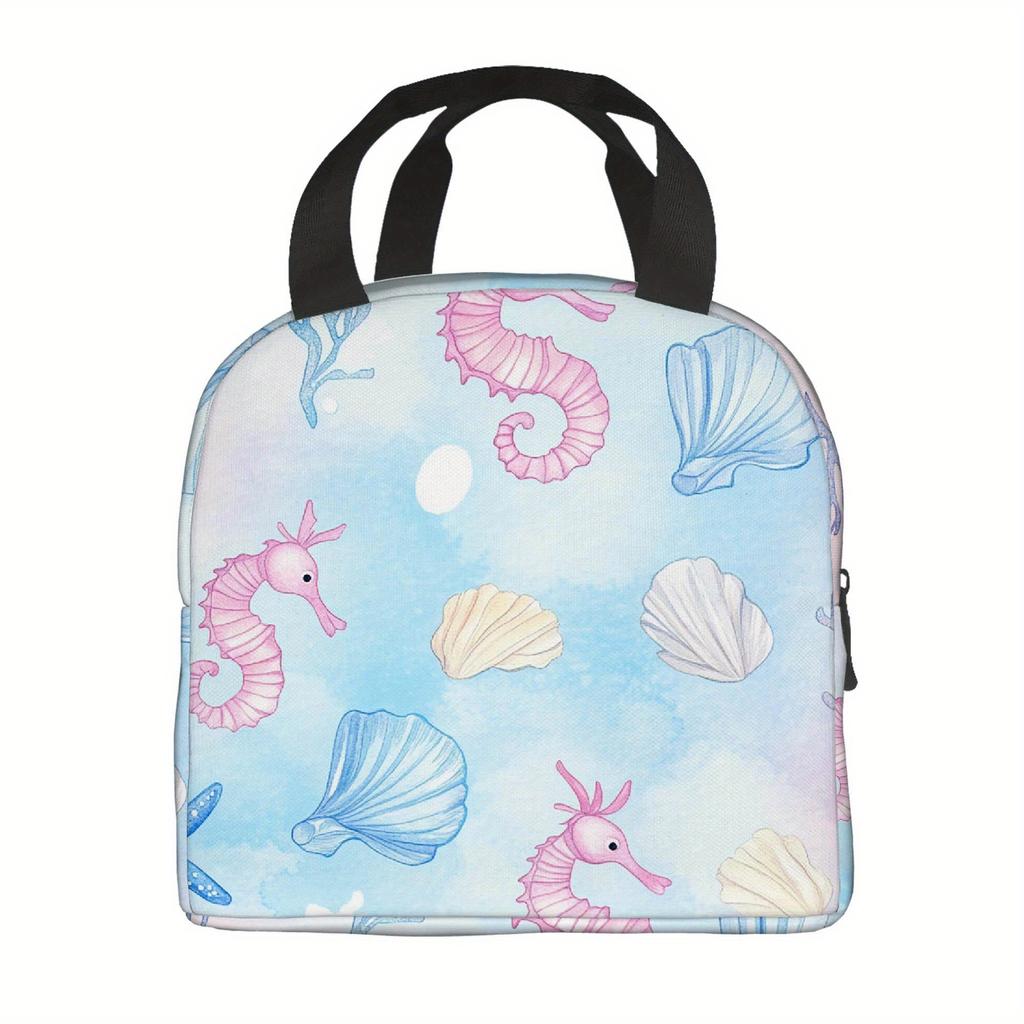 Thermal Bag Featuring Ocean-Themed Designs, Suitable for Insulation Purposes. It Is Not Intended for Direct Food Contact