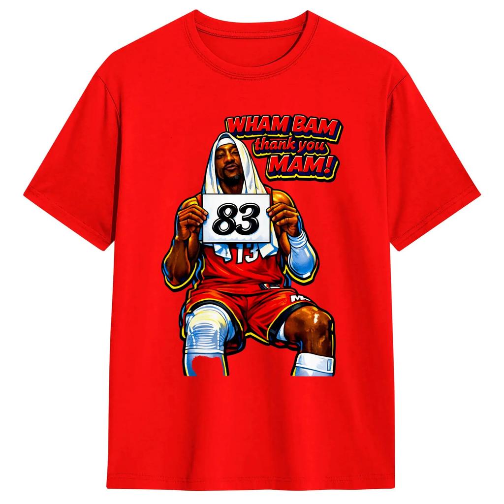Bam Adebayo 83 Points T Shirt for Men Pure Cotton Funny T-Shirt O Neck Tee Shirt Short Sleeve Clothing Plus Size
