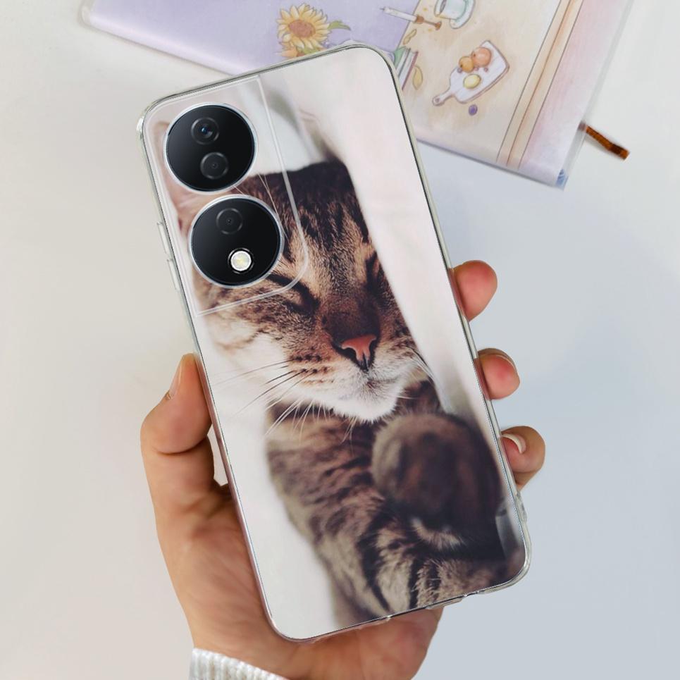 For Cover Honor X7b 5G Case For Honor X8B 4G Love Heart Women Fashion Luxury Pattern Housing Etui Huawei HonorX8b Soft Clear TPU