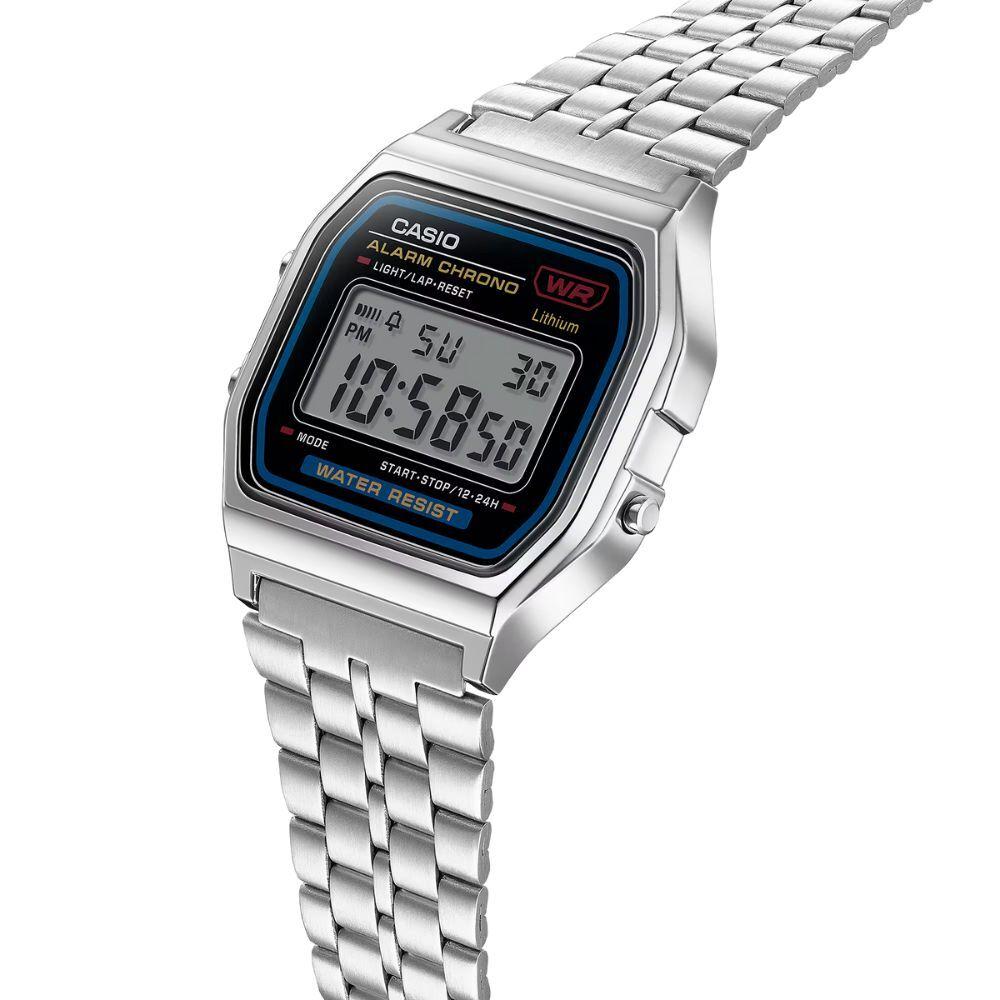 Casio Цифровые часы для мужчин и с серебряным Днем недели и Датой Ретро Прибытие и Вход Женщины, Корпус, и Черный, и Дисплей, Легкий, Стиль