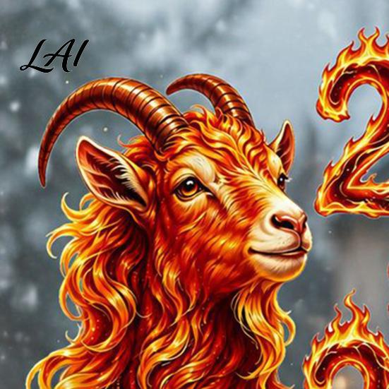 Holiday Glass Surface Decor 2027 Year of Goat Window Cling Lunar New Zodiac Decorative Shop Signs Sticker Flame Style Spring Festival Door for Home