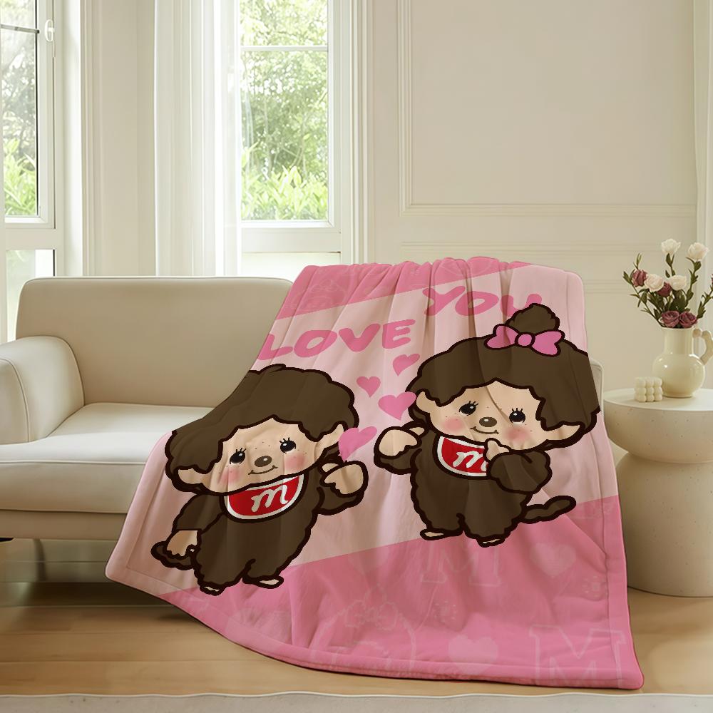Cartoon Blanket Warm Soft Suitable For Bedroom Sofa Bed Living Room Office Travel M-Monchhichis-S Kawaii Camping Gifts