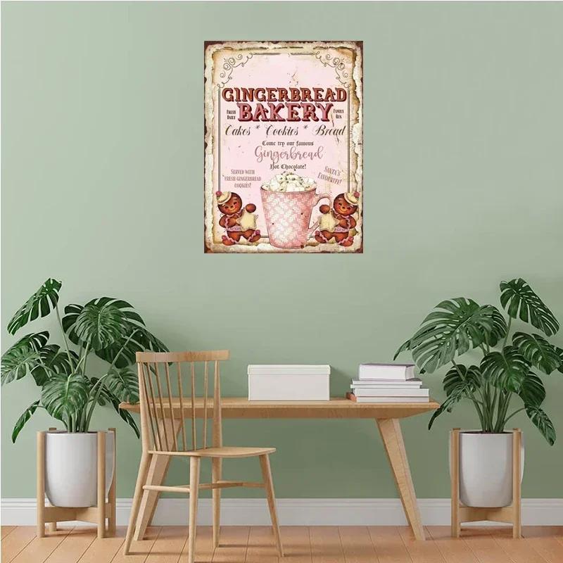 Christmas Hot Drink Metal Tin Sign Bakery Coffee Shop Bar Dessert House Vintage Wall Decor Poster Home Kitchen Decoration Plaque