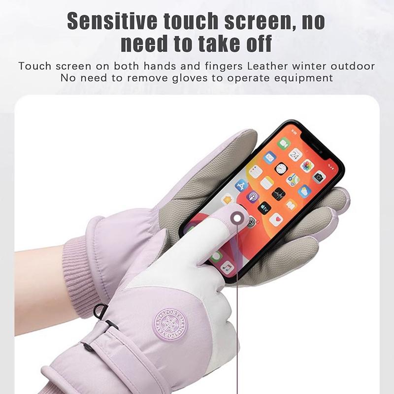Зимние унисекс перчатки для сноуборда и лыж из искусственной кожи с нескользящим сенсорным экраном водонепроницаемые флисовые теплые перчатки для езды на мотоцикле и велосипеде