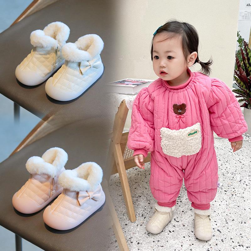 Botas Para Niña Child Snow Boots Winter Boots Plush Boy Cotton Shoes 0-3 Year Old Girl Walking Shoe Warm Padded Boots Kid Shoe