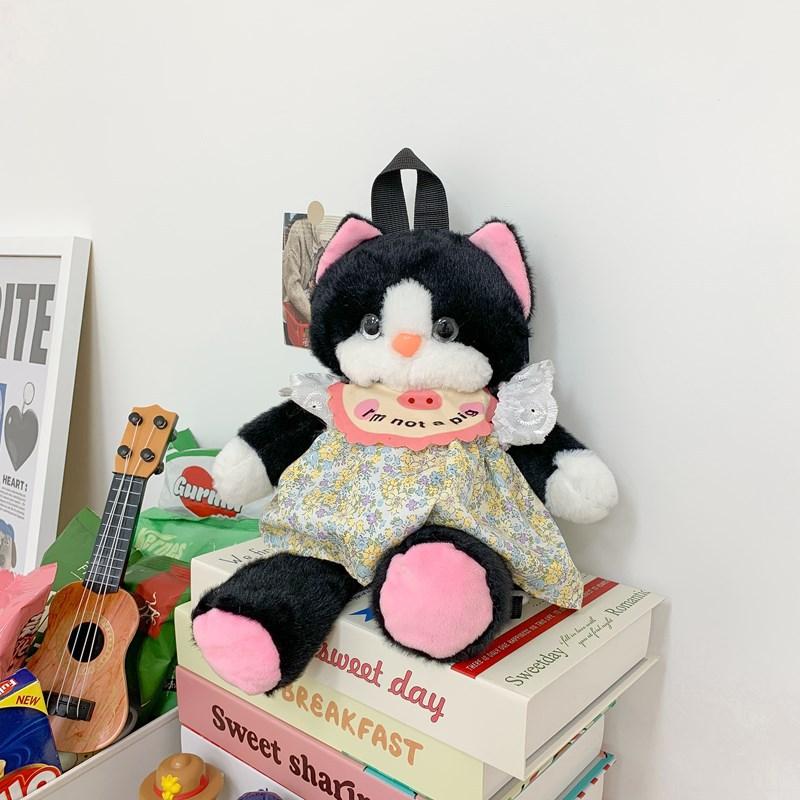 Кавайная плюшевая сумка-рюкзак в виде кошки, имитация черного кота, плюшевая игрушка-кукла, модная женская сумка через плечо, рождественский подарок