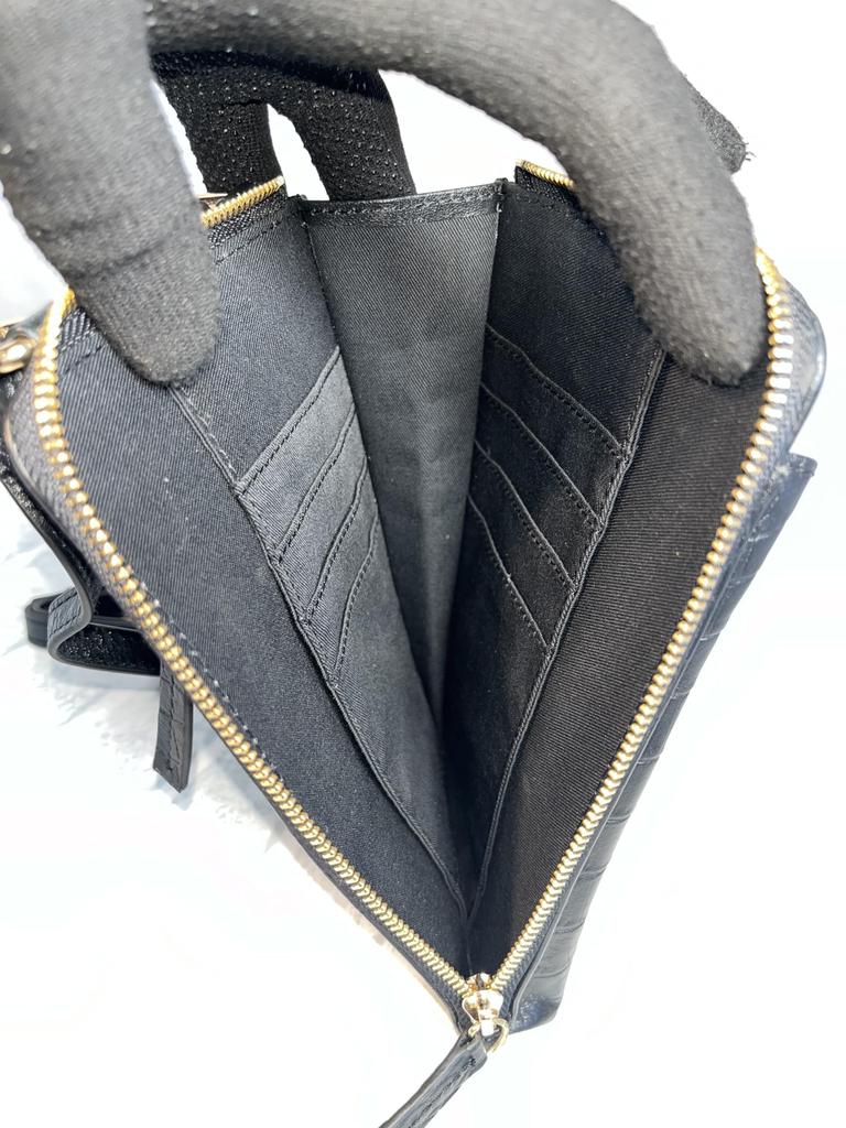 Smartphone Pochette Genuine Cow Leather Croco Embossed Men Cowhide Genuine Leather Smartphone Pochette Smartphone Pouch Travel Pochette Travel Pouch