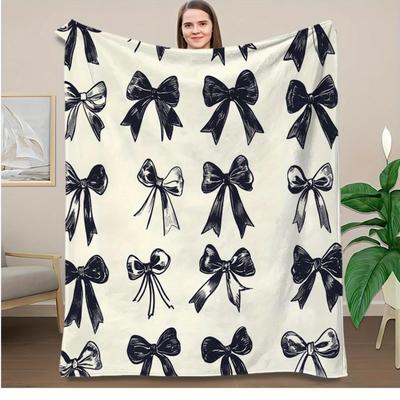 Classic Bow Tie Art Print Fleece Blanket Minimalist Style Soft Warm Throw Interior Decoration Bedding Cover for Home 60x80