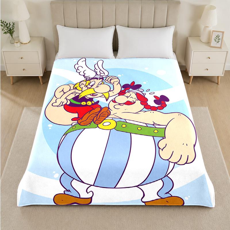 Asterix & Obelix Print Flannel Blanket Cozy Warm Plush Throw Blanket For Bed Sofa Couch Indoor Household Use