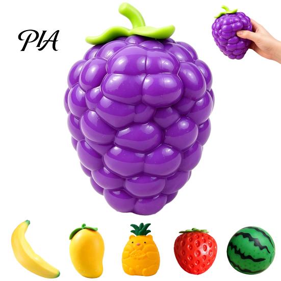 Realistic Fruit Fidget Toy Giant Stress Relief Toy, Mango Pineapple Grape Strawberry Watermelon Banana Soft Squeeze Hand Exerciser for Anxiety Tactile
