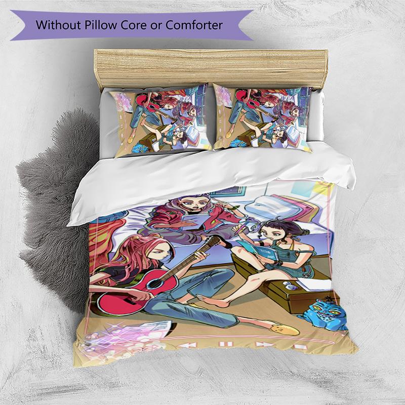 Kpop Demon Hunters Pattern Printed 3PCS Bedding Set, Soft Skin-Friendly Washable Duvet Cover & Pillowcases Set