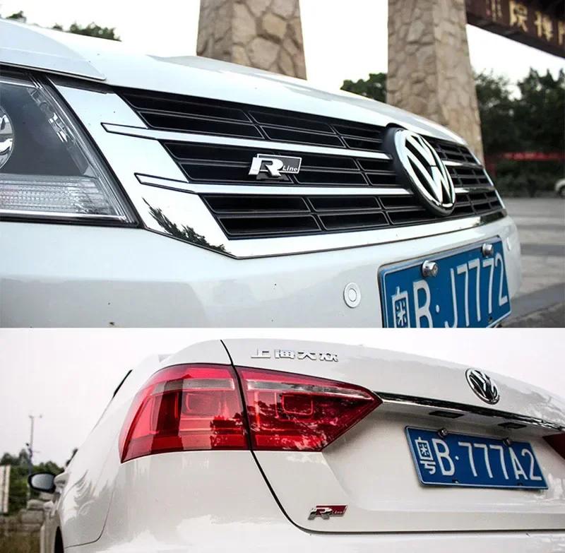 WHAQY1 VW 2026 Hot Car Front Grille Bumper Body 3D Metal Decals R-Line Auto Logos Stickers For VW Polo Golf Passat Scirocco Tiguan CC J