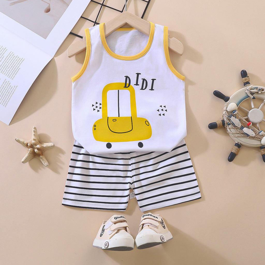 Children's Vest Suit Summer Girls Shorts Clothes Baby Korean Boys Sleeveless Suit Children's Clothing