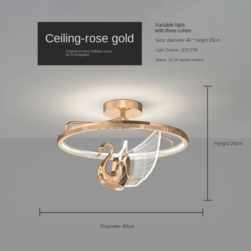 Nordic Modern Swan Rose Gold Led Chandeliers For Dining Tables Kitchen Bedroom Cafe Interior Home Decoration Lighting Fixtures
