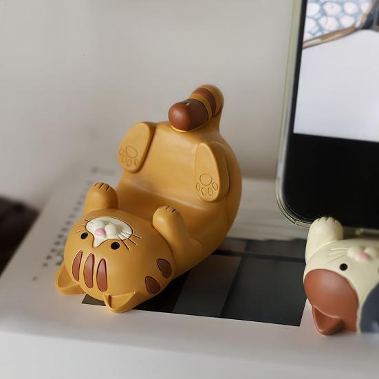 Полимерная фигурка кошки, подставка для телефона, милый держатель для очков в форме кошки, подарки с животными для любителей кошек, декор для дома и офиса