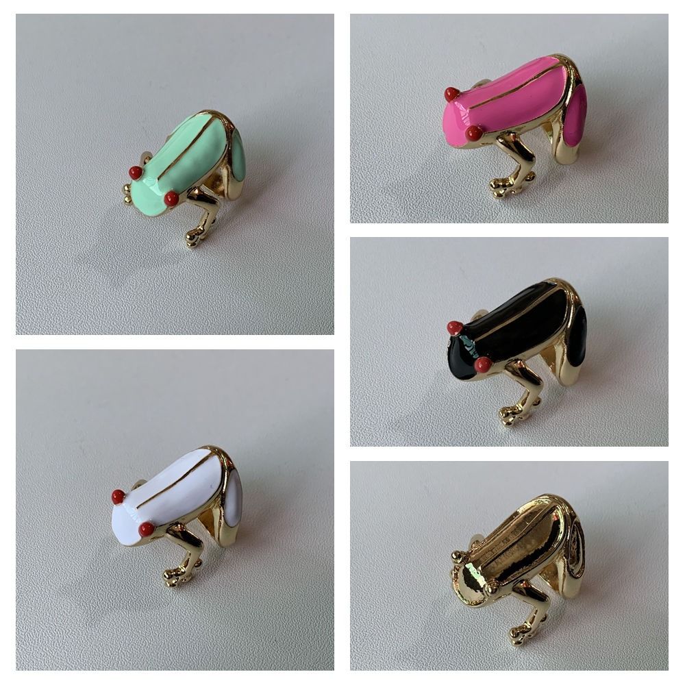 Korean Style Frog Drip Oil Ring Geometric Enamel Ring Creative Painting Ring Gift