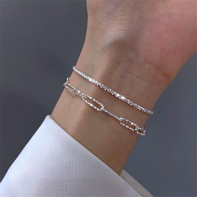 Sterling Silver S925 Silver Bracelet Dazzling Galaxy Chain for Women Sparkling Cold Style Personalized Baby's Breath Bracelet for Women