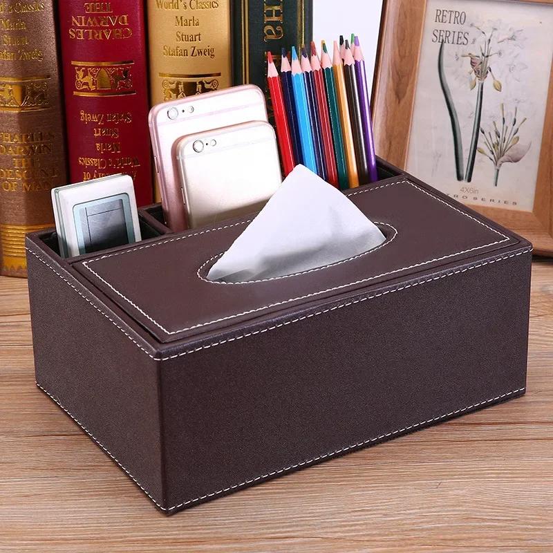 Европейский стиль Креативная многофункциональная коробка для салфеток Прямоугольная кожаная коробка для бумаги в машину Бытовая кожаная коробка для салфеток