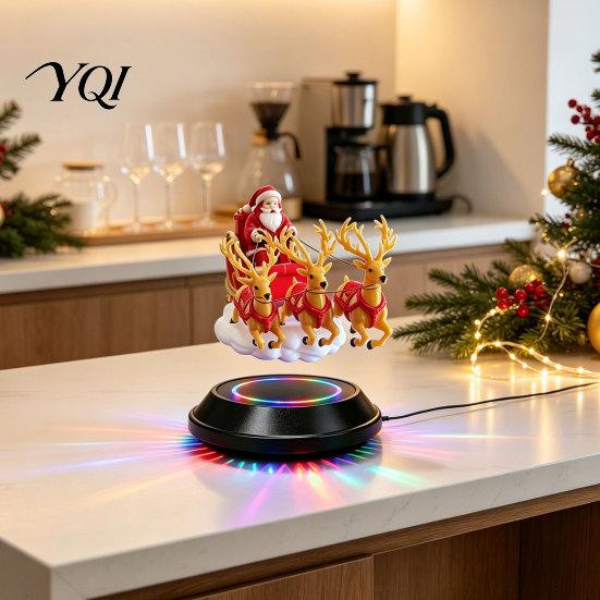 Small Christmas Decoration for Desk Floating Santa Sleigh, Magnetic Levitation Santa's Flying Sleigh Ornament, Creative Seasonal Room Decor