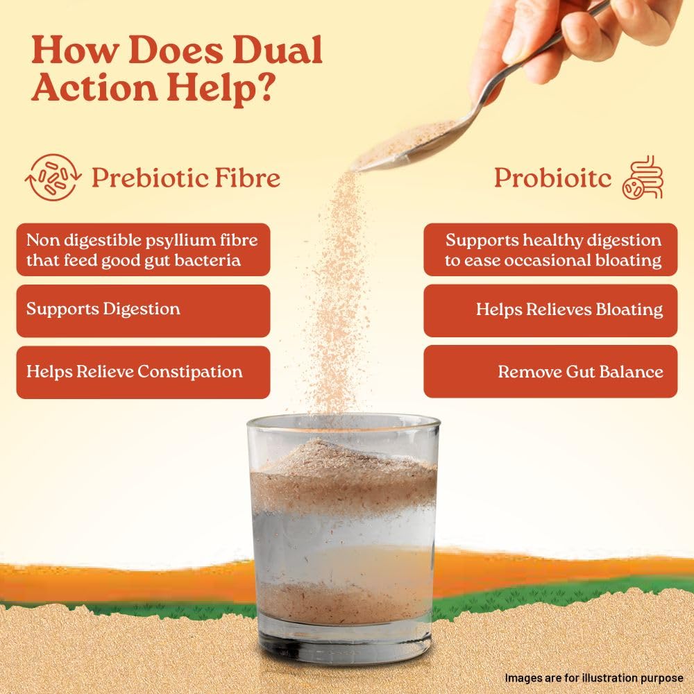 Organic India Sat Isabgol Pre & Probiotic Fibre Powder Orange 100g for Digestion and Gut Health