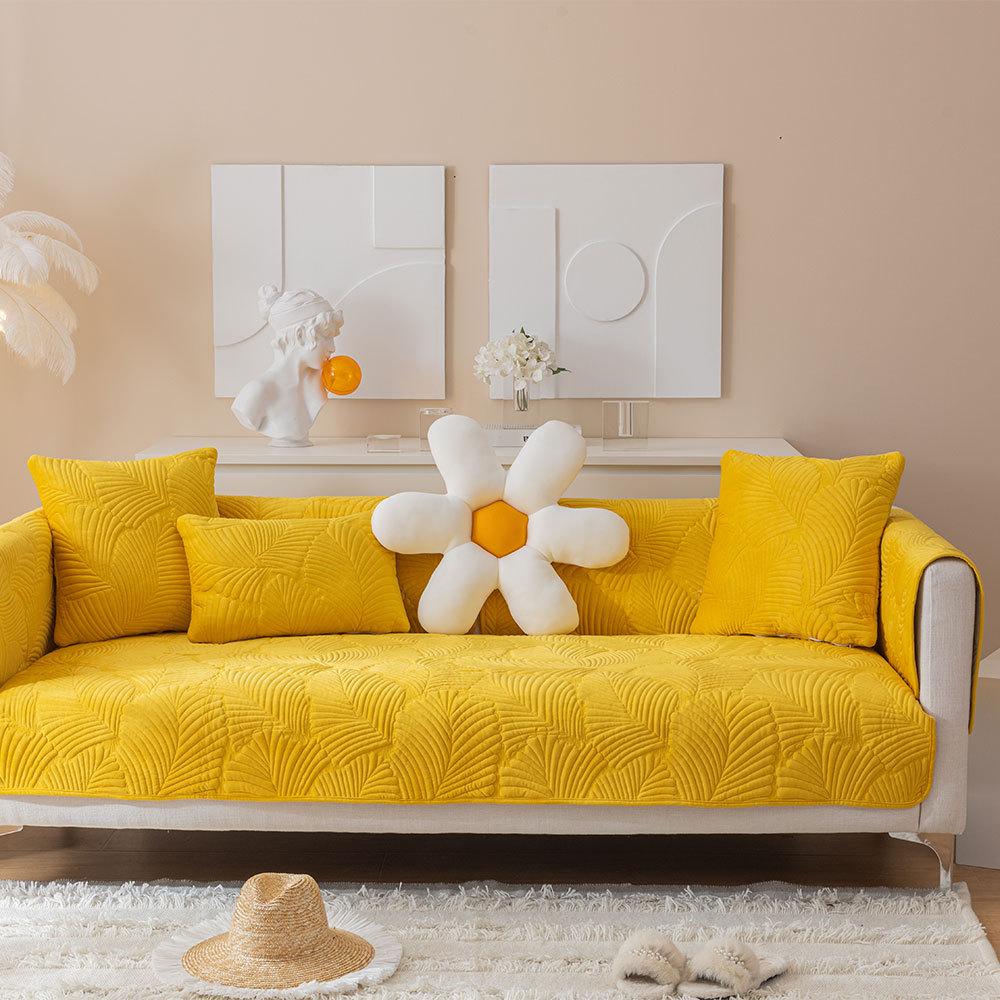 Весенняя жаккардовая диванная подушка, однотонная плюшевая диванная подушка с банановым листом, чехол для дивана для гостиной, нескользящее утолщение