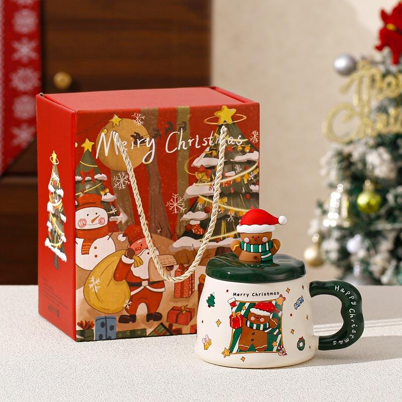 Na'S Santa Claus Cup Mug Christmas Day Ceramic Cup With Lid Souvenir Couple Coffee Water Cup