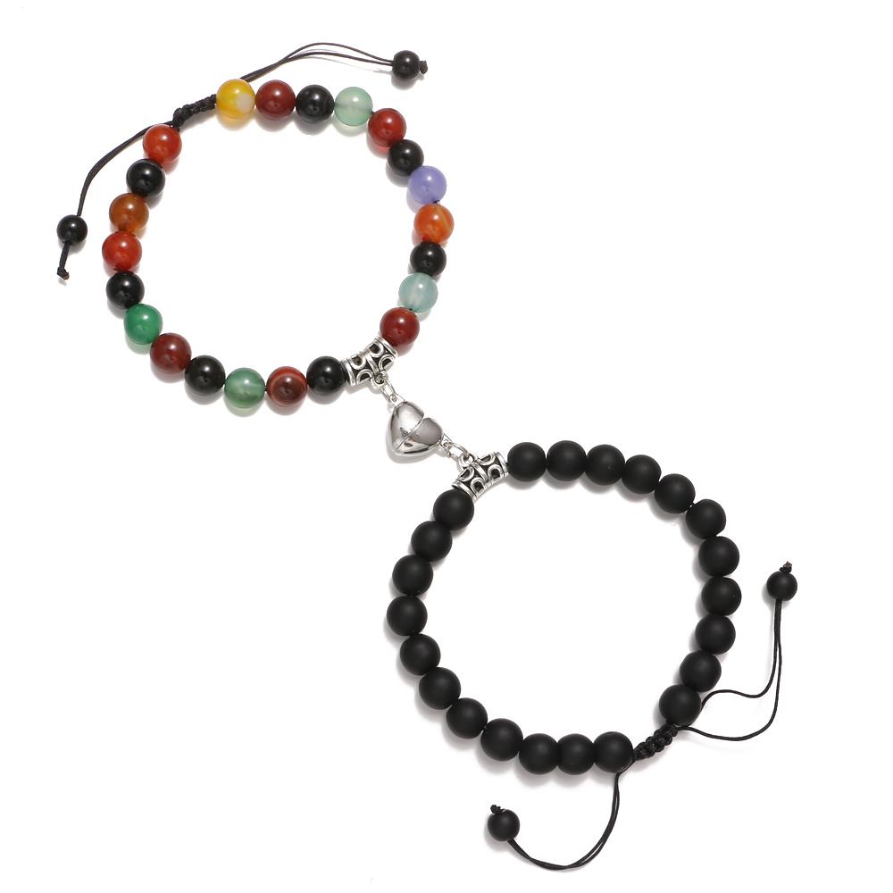 Мода 2 шт./компл. натуральный камень бусины браслет для йоги для влюбленных расстояние магнит пара браслеты ювелирные изделия дружбы