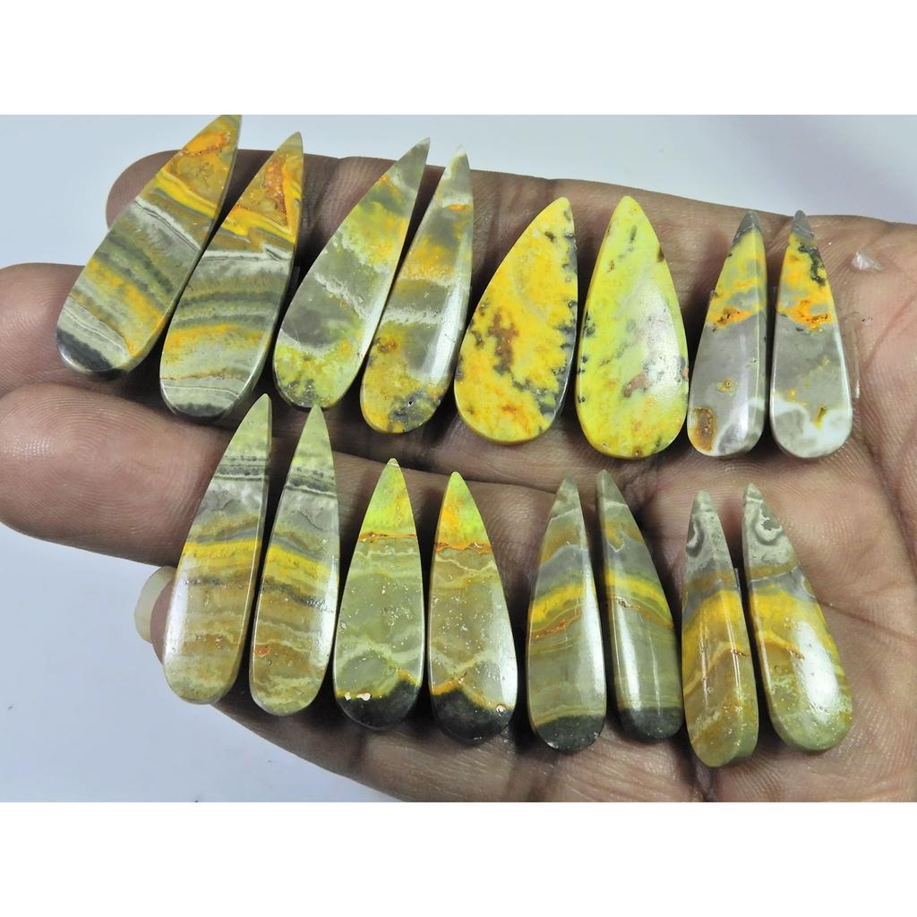 28-38 MM Natural Bumble Bee Jasper Pair Pear Cabochon Gemstone 08 Pair Lot C-759