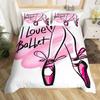 Dance Duvet Cover Set King Size,Ballet Dance Theme Comforter Cover,Ballet Princess Dancer Bedding Set For Girls Bedroom Decor