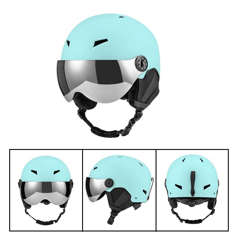 Unisex Ski Helmet With Integrated Goggles Snowboarding Winter Sports Safety Gear