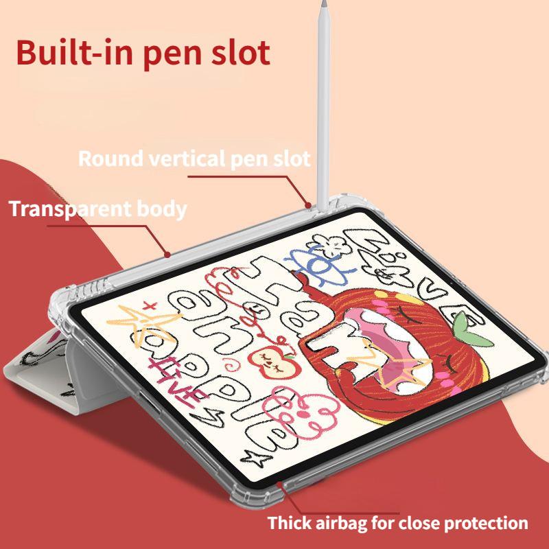 Высококачественный смарт-чехол для iPad с креативным рисунком каракулей Apple для iPad Air6 11 13 Air4 Air5 10,9 2021 9, 8, 7, 10,2 с подставкой для карандашей